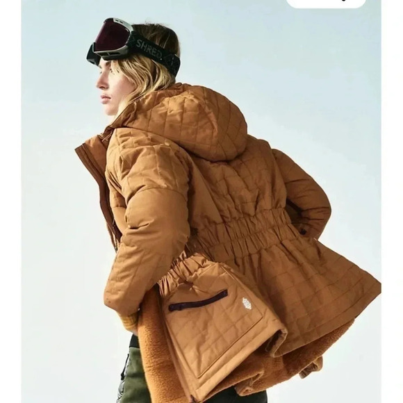 NWT Free People All Prepped Ski Jacket Coat Puffer FP Movement Brown - Picture 3 of 16